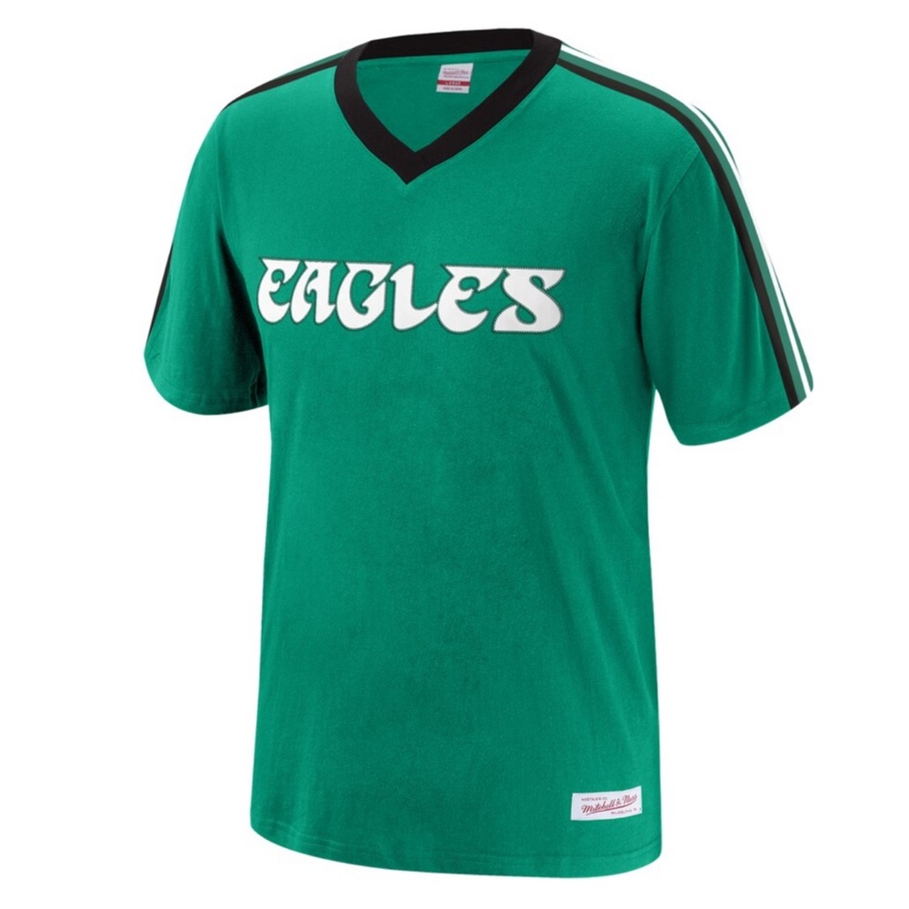 Mitchell & Ness 2019 Kelly Green Philadelphia Eagles Overtime Win V-Neck T-Shirt